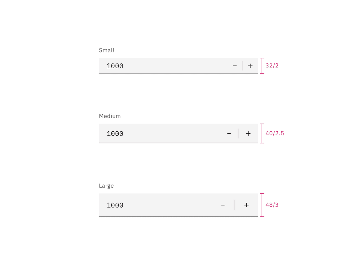 Sizes for number input